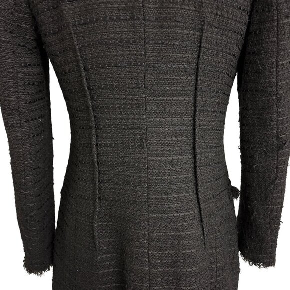 Zara Basic Womens Black Tweed Long Button-Up Coat Dress - Picture 12 of 14